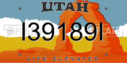 I39189I Utah License Plate