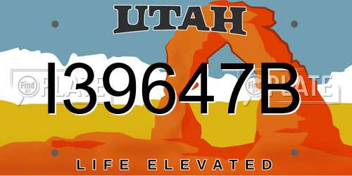 I39647B Utah License Plate