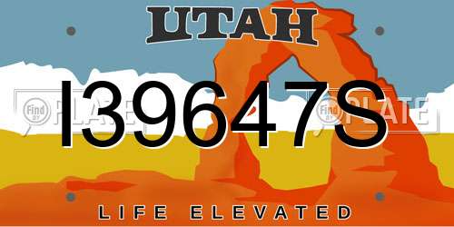 I39647S Utah License Plate