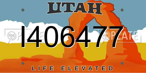 I406477 Utah License Plate
