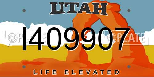 I409907 Utah License Plate