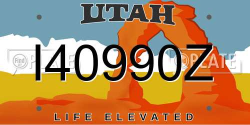 I40990Z Utah License Plate