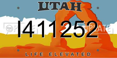 I411252 Utah License Plate