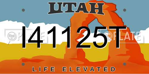 I41125T Utah License Plate