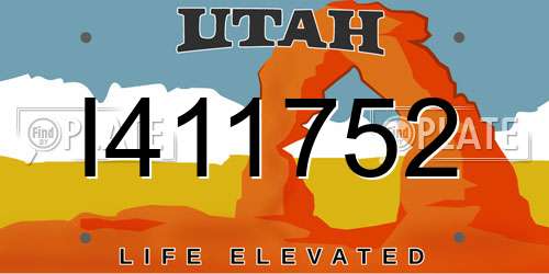 I411752 Utah License Plate
