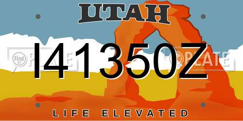 I41350Z Utah License Plate