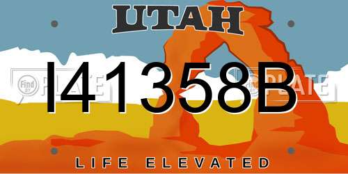 I41358B Utah License Plate