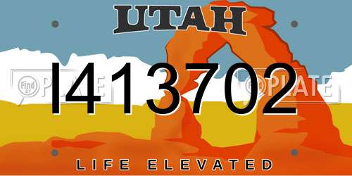 I413702 Utah License Plate