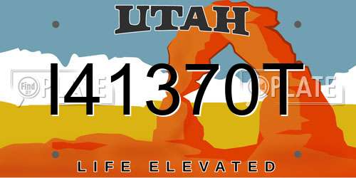 I41370T Utah License Plate