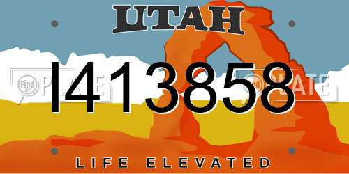 I413858 Utah License Plate