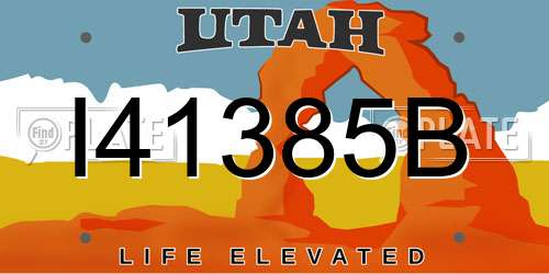 I41385B Utah License Plate