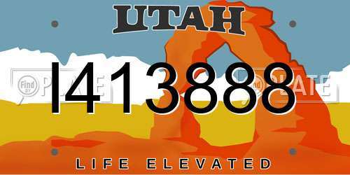 I413888 Utah License Plate