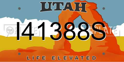 I41388S Utah License Plate