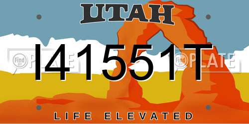 I41551T Utah License Plate
