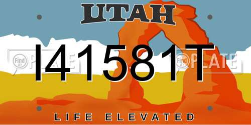 I41581T Utah License Plate