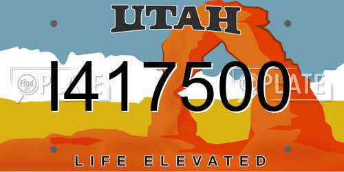 I417500 Utah License Plate