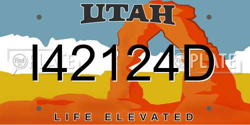 I42124D Utah License Plate