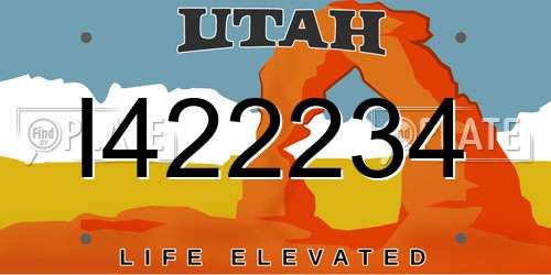 I422234 Utah License Plate