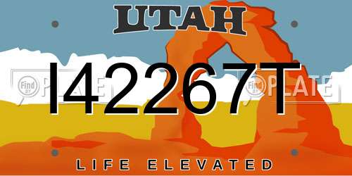I42267T Utah License Plate