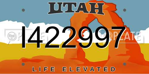 I422997 Utah License Plate