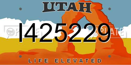 I425229 Utah License Plate