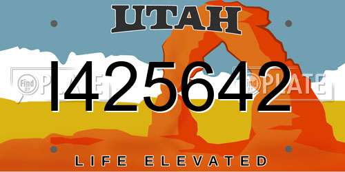 I425642 Utah License Plate