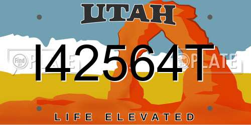 I42564T Utah License Plate
