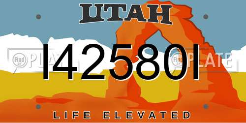 I42580I Utah License Plate
