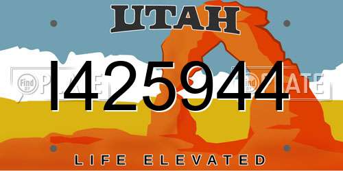 I425944 Utah License Plate