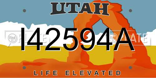I42594A Utah License Plate