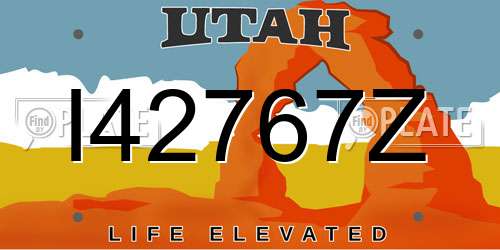 I42767Z Utah License Plate