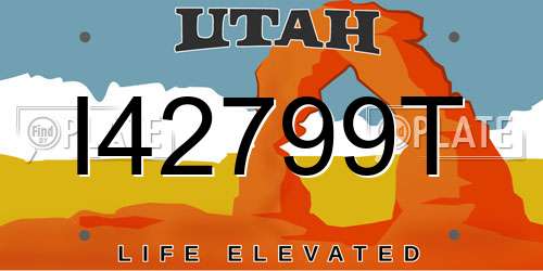 I42799T Utah License Plate