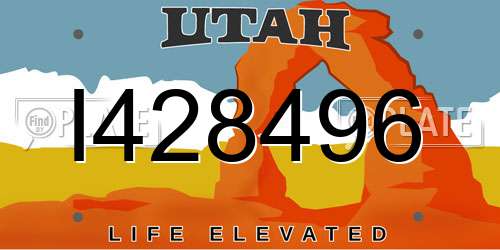 I428496 Utah License Plate