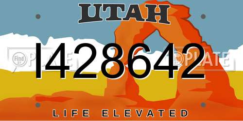 I428642 Utah License Plate