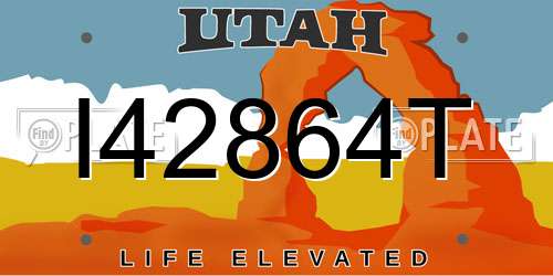 I42864T Utah License Plate