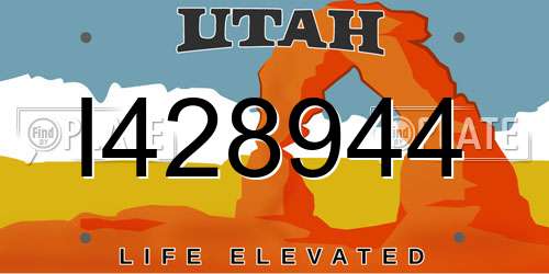 I428944 Utah License Plate