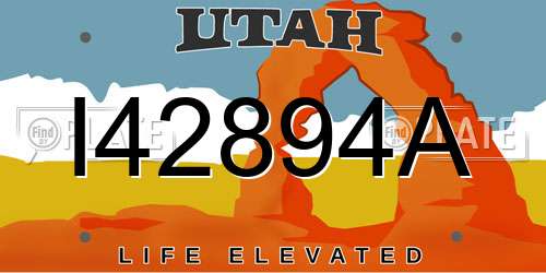 I42894A Utah License Plate