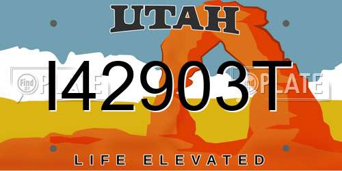 I42903T Utah License Plate