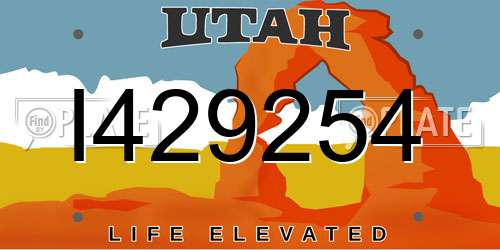 I429254 Utah License Plate