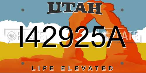 I42925A Utah License Plate