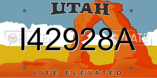 I42928A Utah License Plate