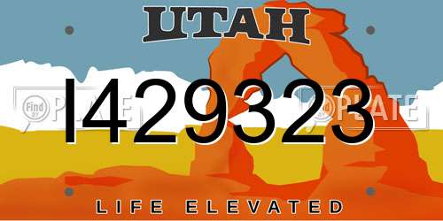 I429323 Utah License Plate