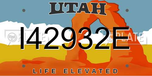 I42932E Utah License Plate