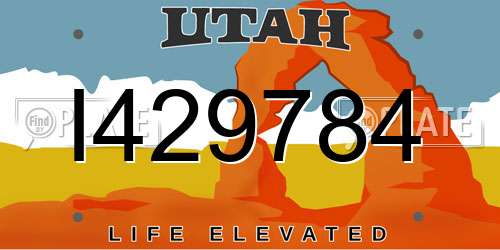 I429784 Utah License Plate