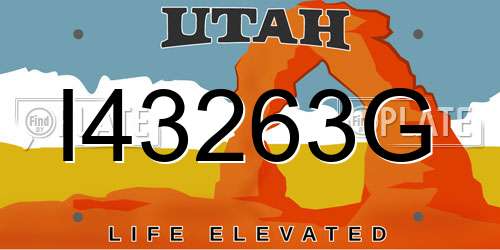 I43263G Utah License Plate