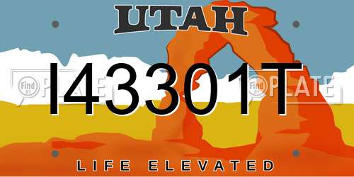 I43301T Utah License Plate