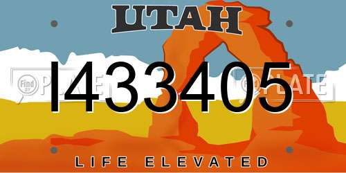 I433405 Utah License Plate
