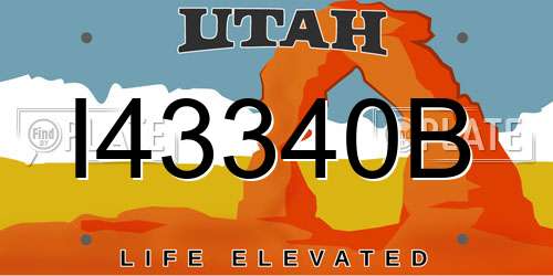 I43340B Utah License Plate
