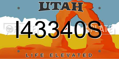 I43340S Utah License Plate