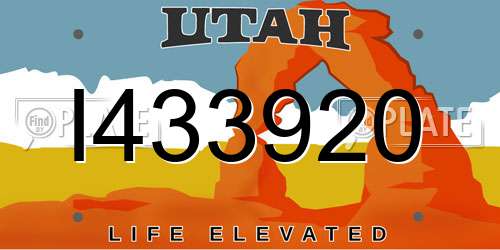 I433920 Utah License Plate